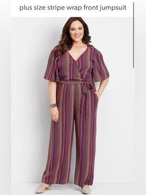 Maurices Stripe Wrap-Front Jumpsuit in Multicolor Stripe